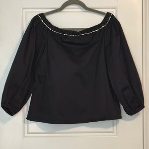 Alexis Black Boxy Embellished Blouse